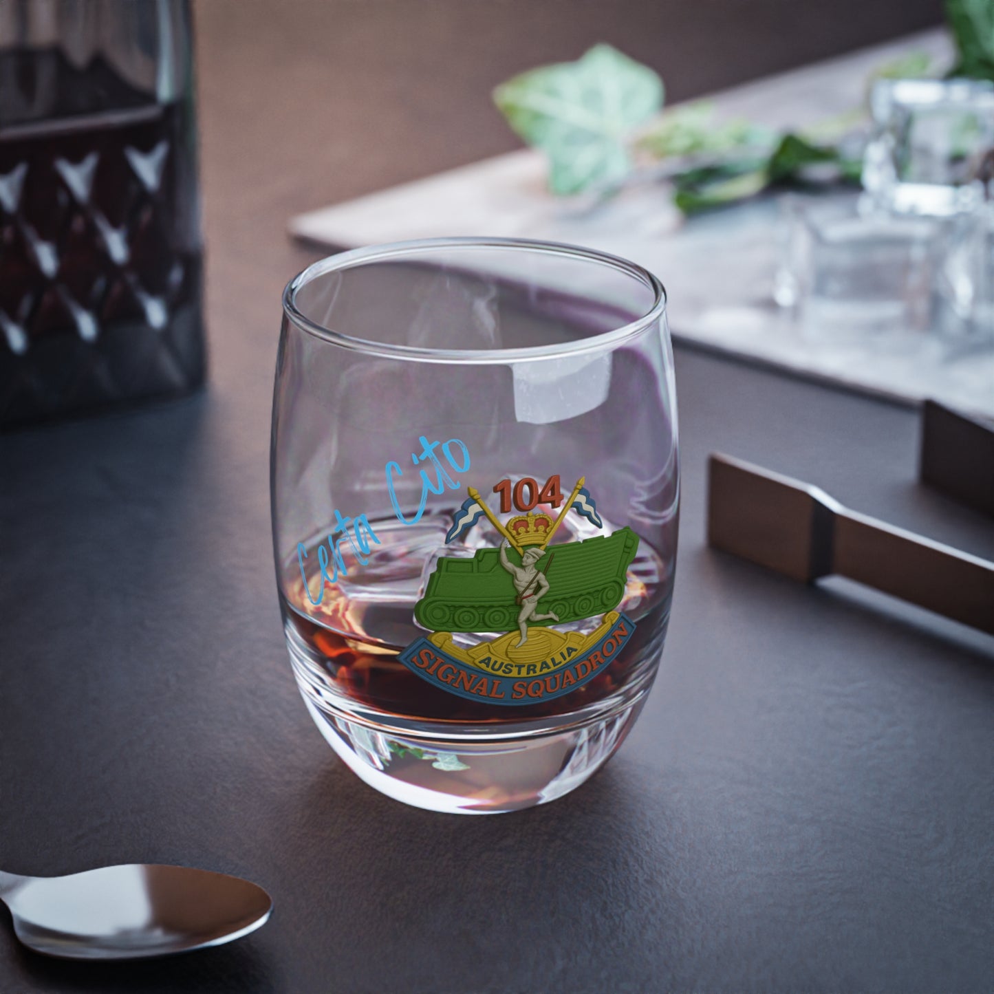 104 Sig Sqn Vietnam Era Patch Whiskey Glass