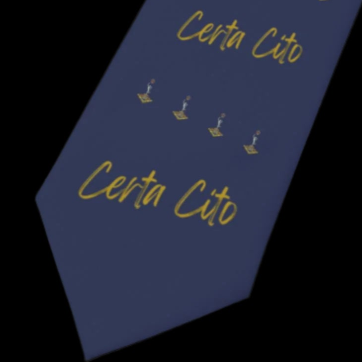RASIGS Certa Cito Dress Tie – Navy Blue with Iconic Emblem Design