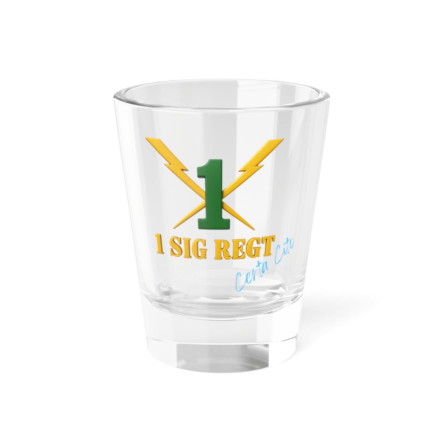 Certa Cito – 1 Signal Regiment Shot Glass