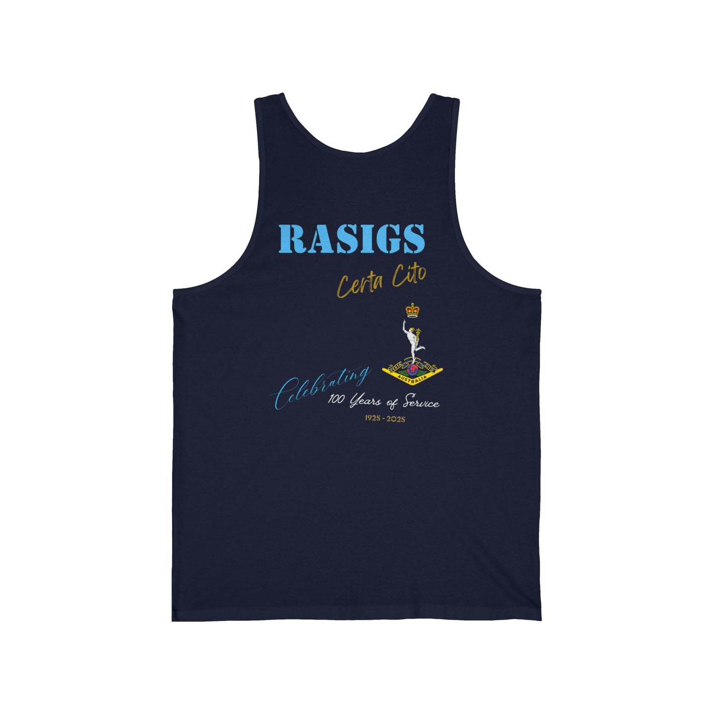 RASIGS 100-Year Anniversary Unisex Jersey Tank – Certa Cito