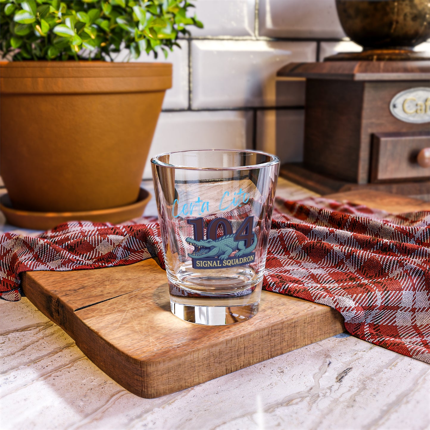 104 Sig Sqn Crocodile 90's Shot Glass