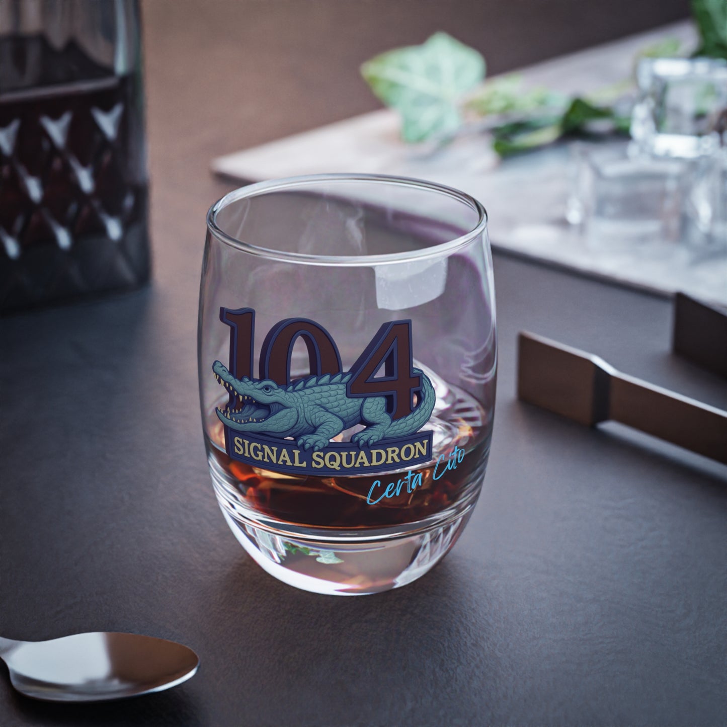 Certa Cito – 104 Sig Sqn Crocodile 90's Patch Whiskey Glass