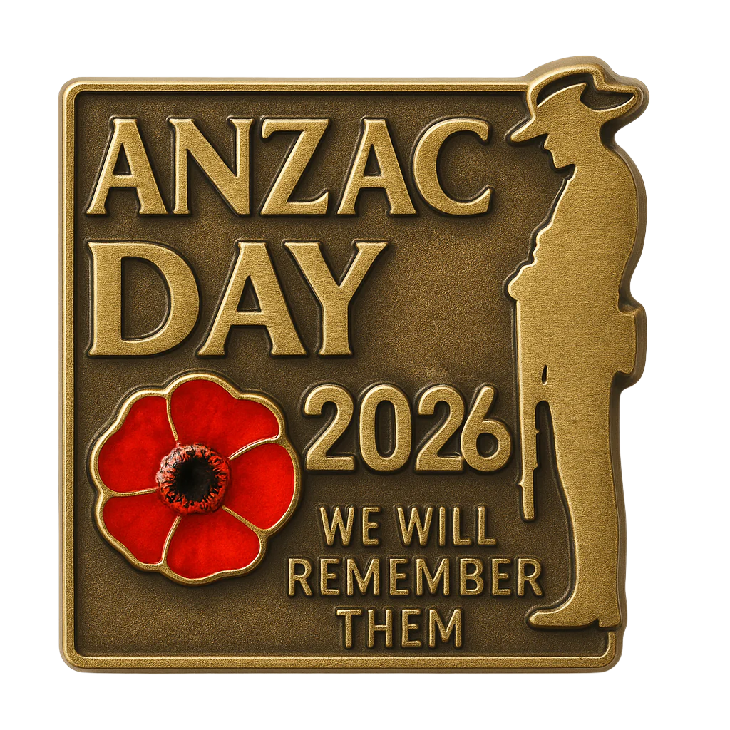 ANZAC DAY 2026 COMMEMORATIVE PIN – “WE WILL REMEMBER THEM”