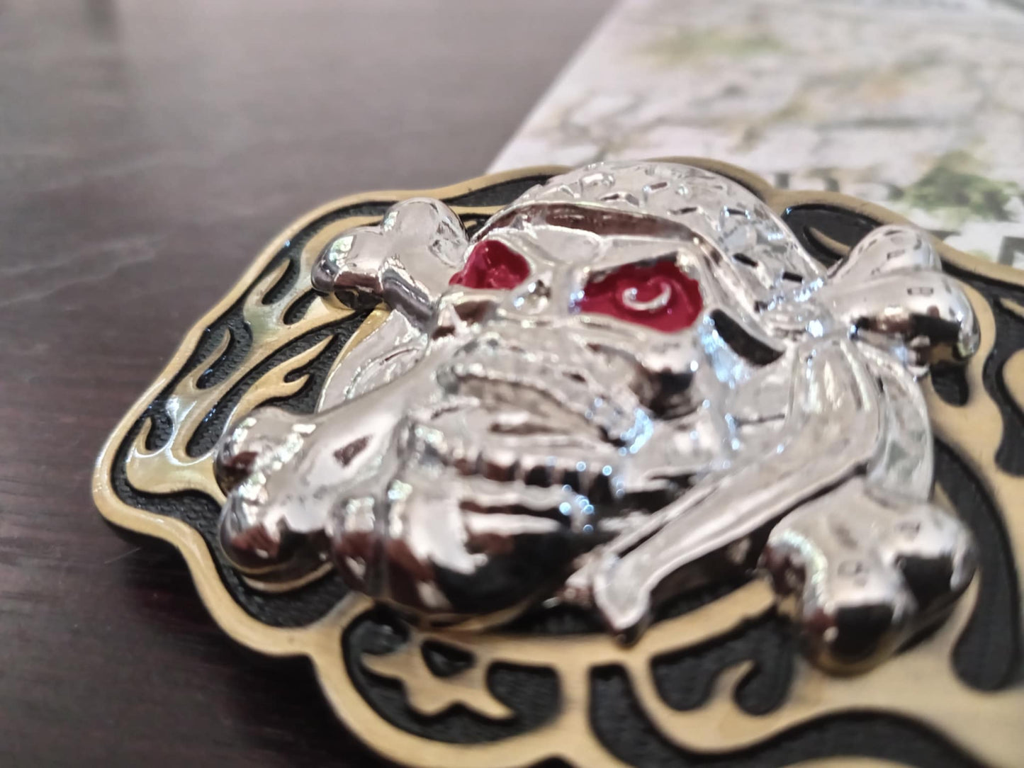 Flaming Skull Belt Buckle – Red Eyes, Heavy Metal Design