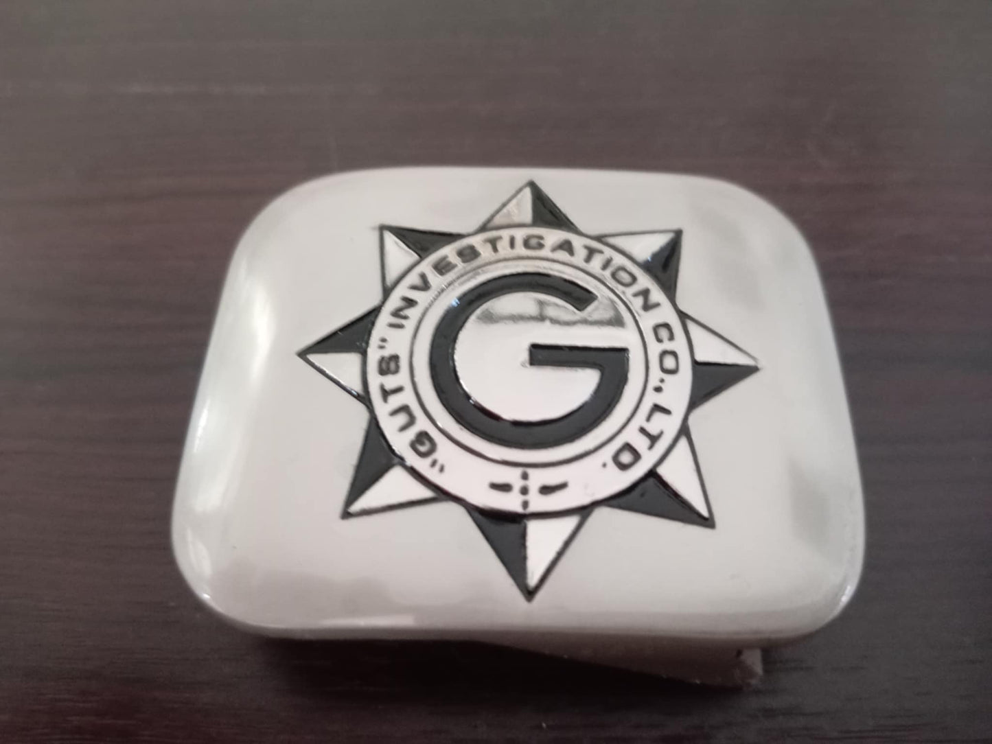 Guts Investigation Co. Ltd Belt Buckle – Solid 250g Polished Silver Finish