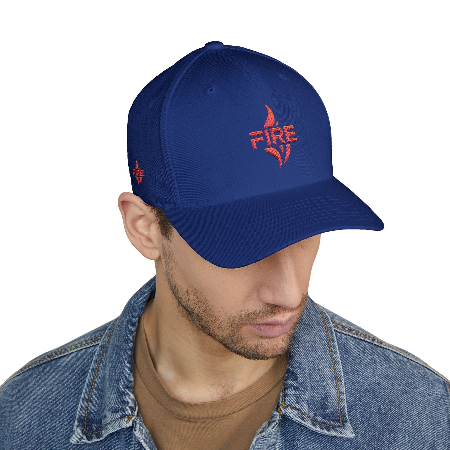 Fire Embroidered Closed-Back Cap | Trendy Hat for Warm Days, Outdoor Adventures, Gifts for Him/Her, Summer Style
