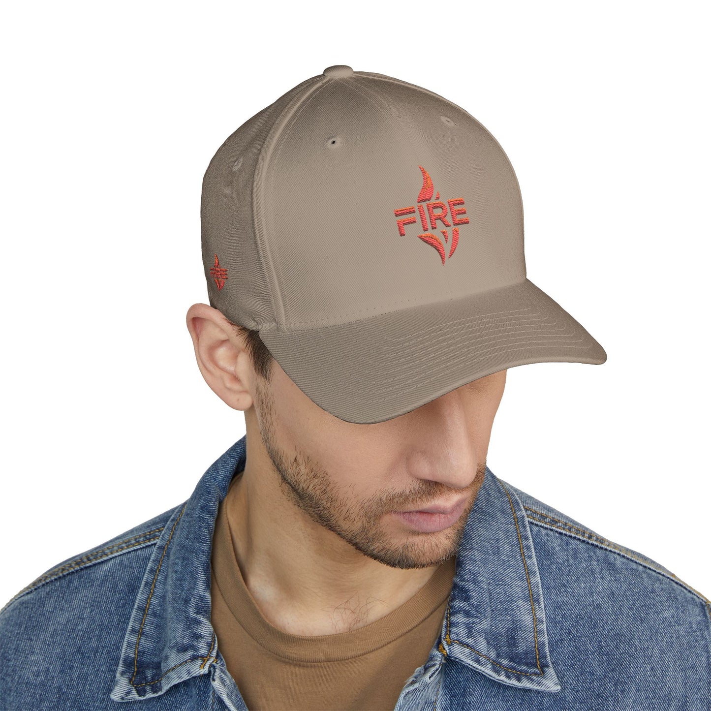Fire Embroidered Closed-Back Cap | Trendy Hat for Warm Days, Outdoor Adventures, Gifts for Him/Her, Summer Style