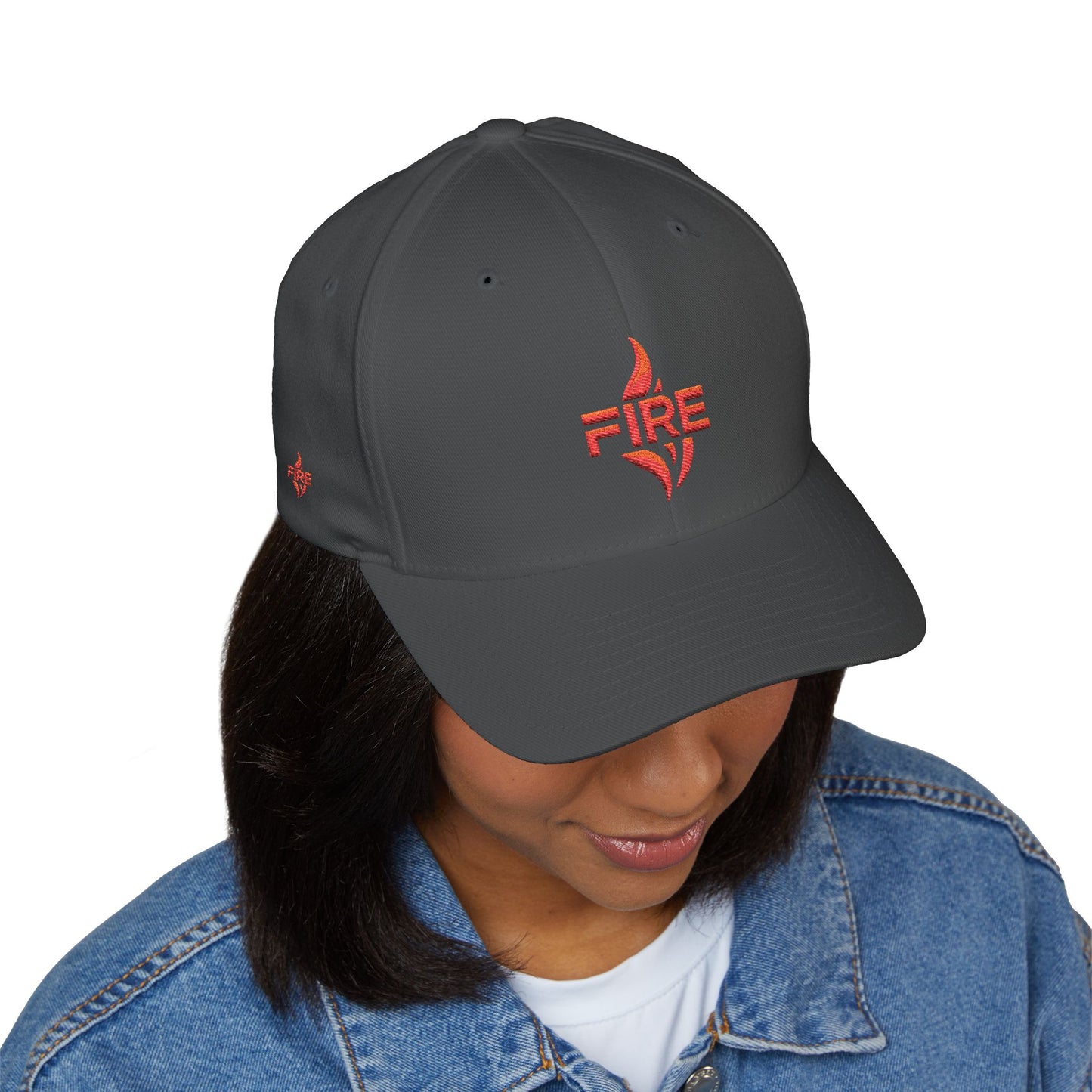Fire Embroidered Closed-Back Cap | Trendy Hat for Warm Days, Outdoor Adventures, Gifts for Him/Her, Summer Style