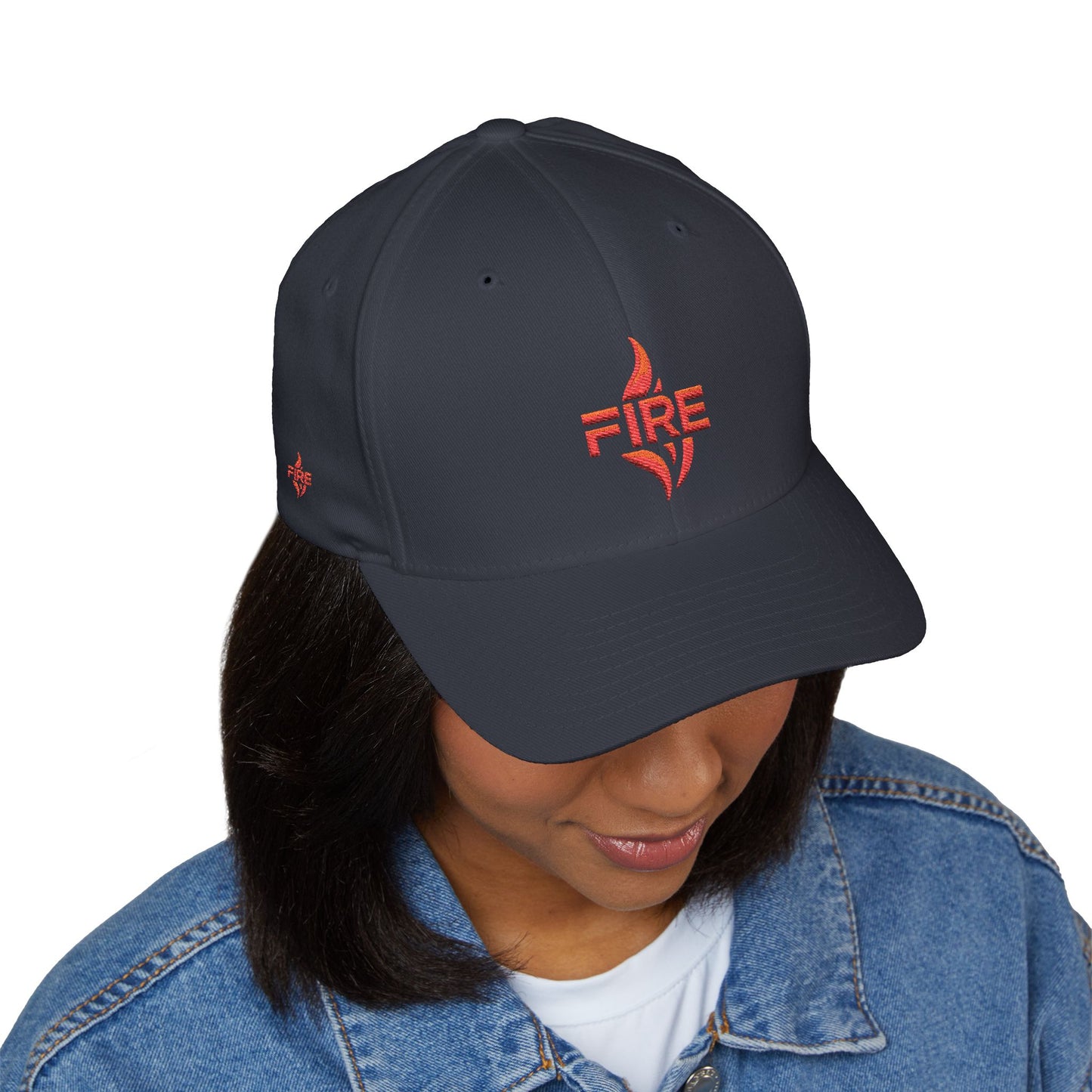 Fire Embroidered Closed-Back Cap | Trendy Hat for Warm Days, Outdoor Adventures, Gifts for Him/Her, Summer Style