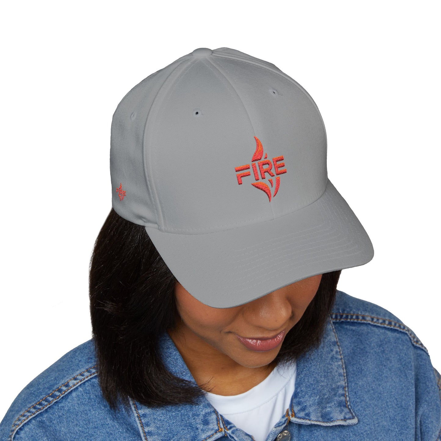Fire Embroidered Closed-Back Cap | Trendy Hat for Warm Days, Outdoor Adventures, Gifts for Him/Her, Summer Style