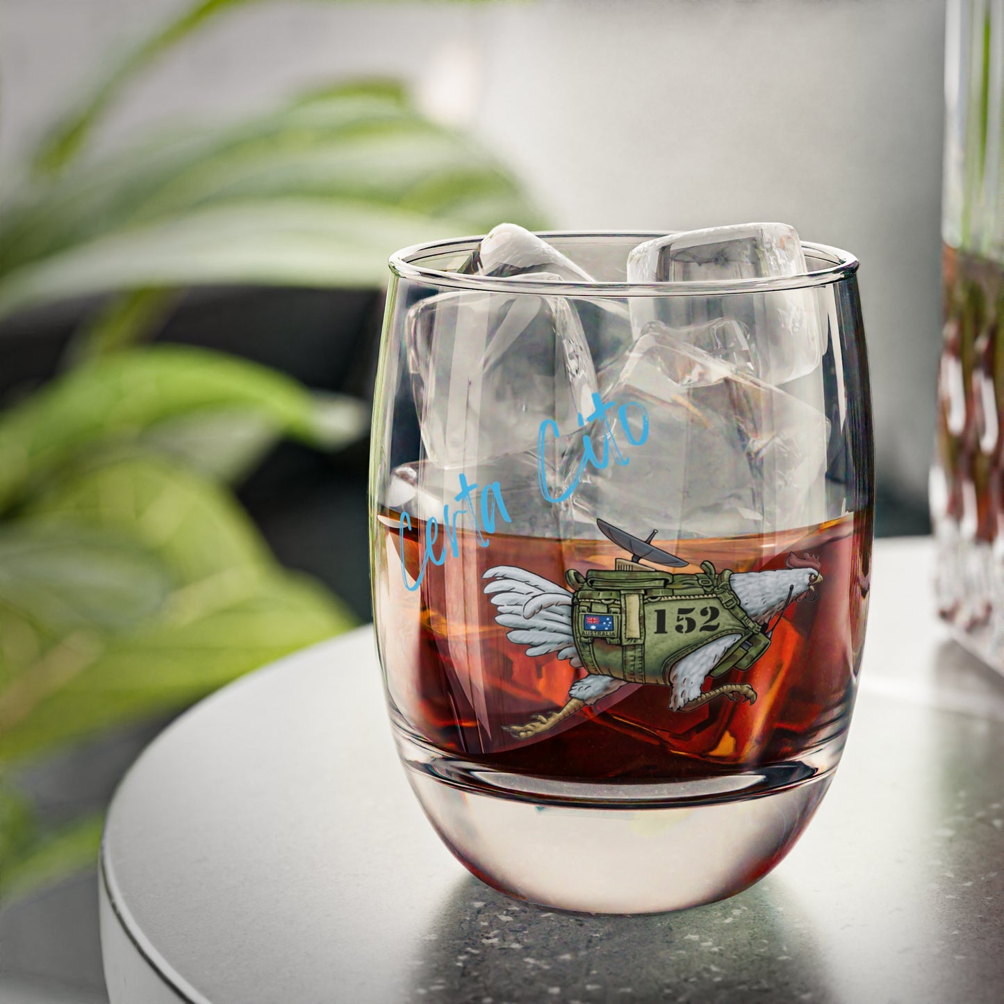 152 Sig Sqn Battle Chook Whiskey Glass