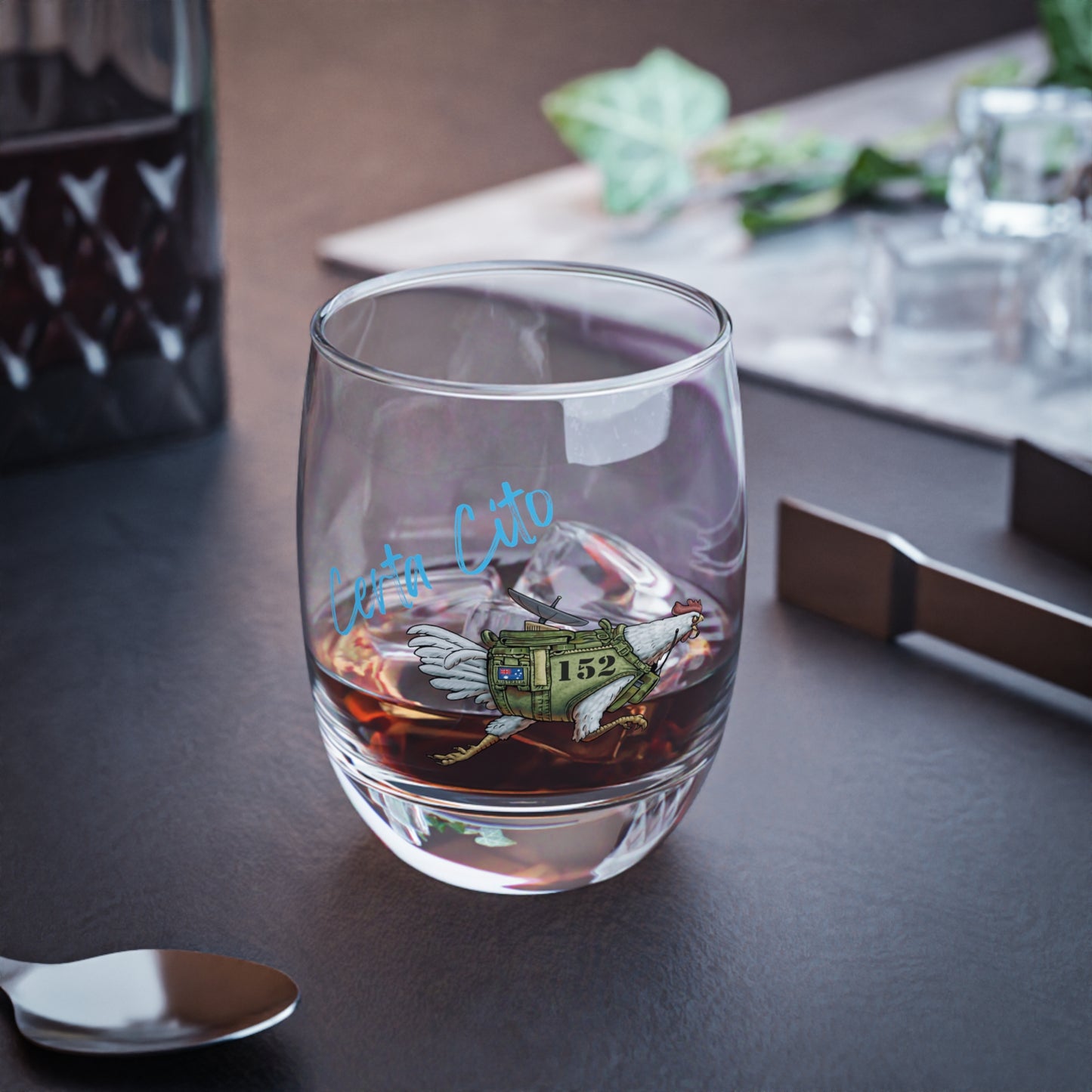 152 Sig Sqn Battle Chook Whiskey Glass