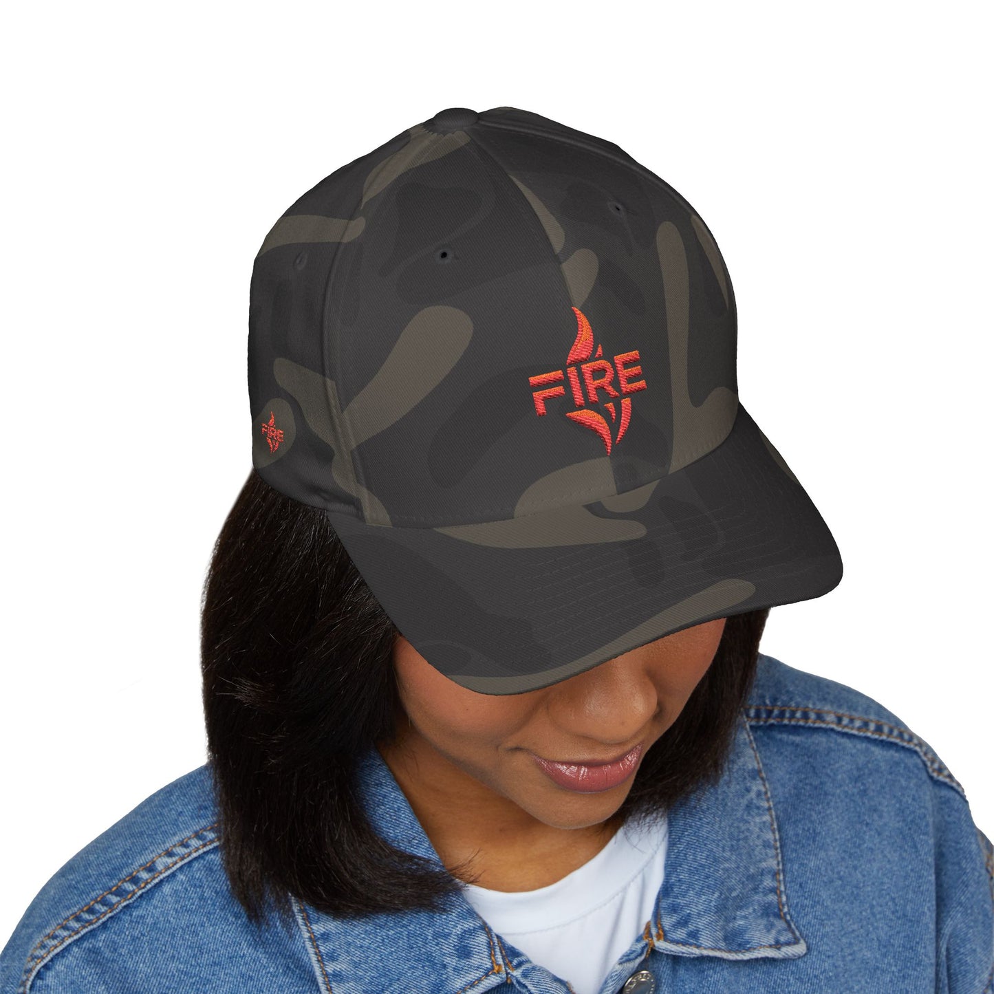 Fire Embroidered Closed-Back Cap | Trendy Hat for Warm Days, Outdoor Adventures, Gifts for Him/Her, Summer Style