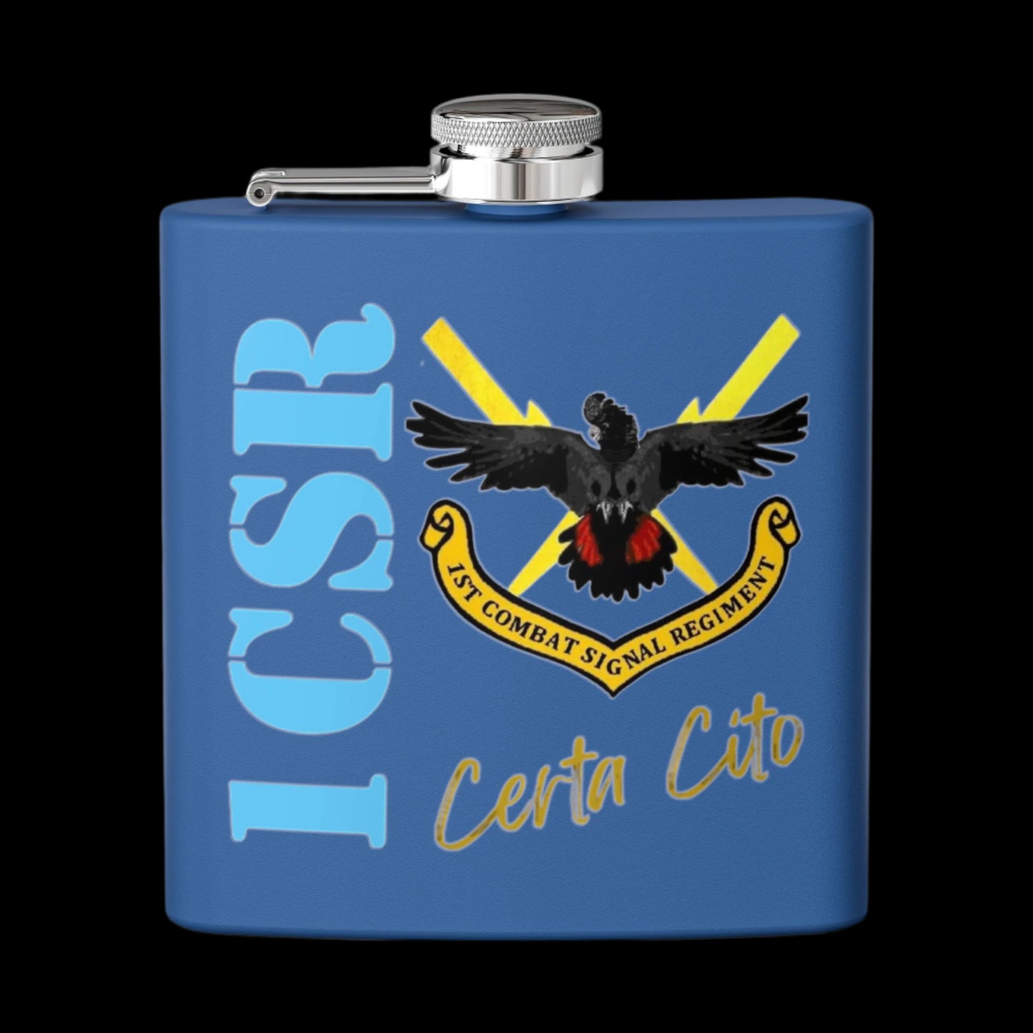 1st Combat Signal Regiment (1CSR) Stainless Steel Flask – Certa Cito – 6oz