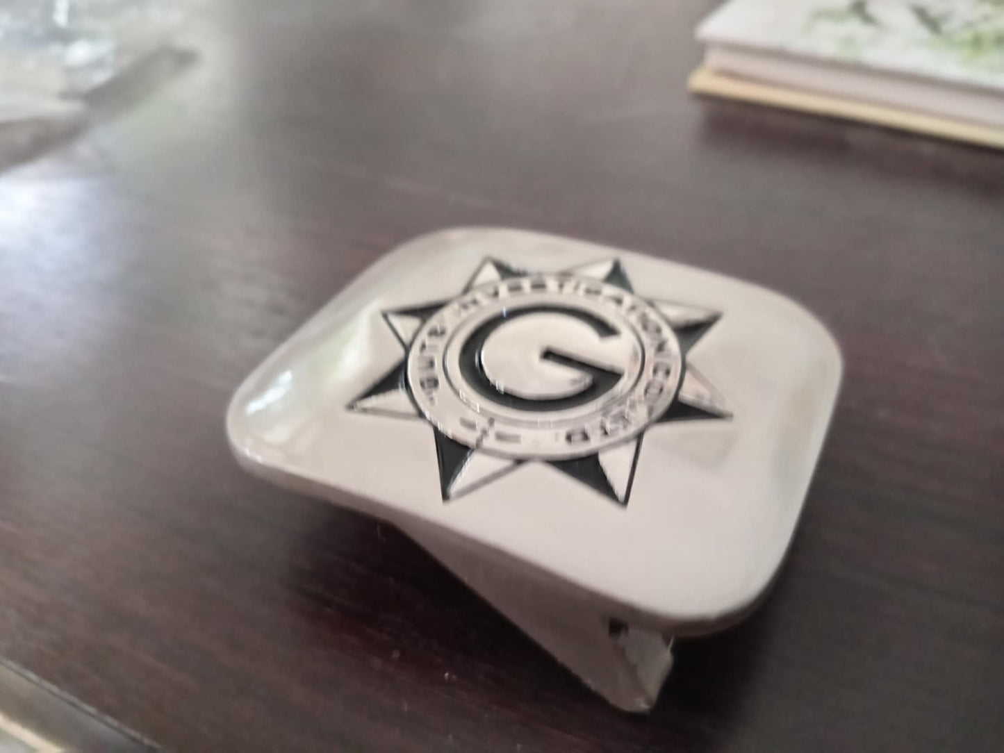 Guts Investigation Co. Ltd Belt Buckle – Solid 250g Polished Silver Finish