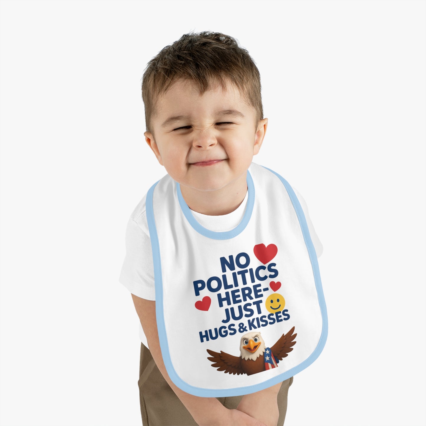 Cute Baby Bib with Adorable Eagle Design | No Politics Here Just Hugs & Kisses | Ideal for Baby Showers, Birthdays, Everyday Use, New [...]