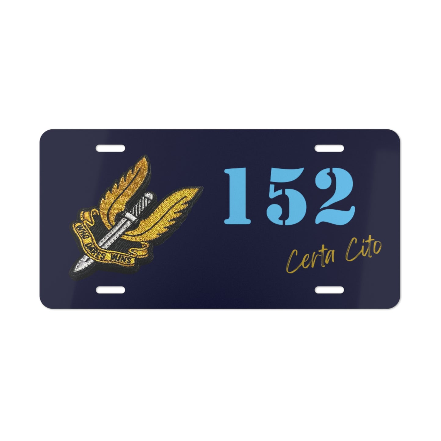 152 SIG SQN SAS Who Dares Wins Number Plate – For Sandy Beret Operators