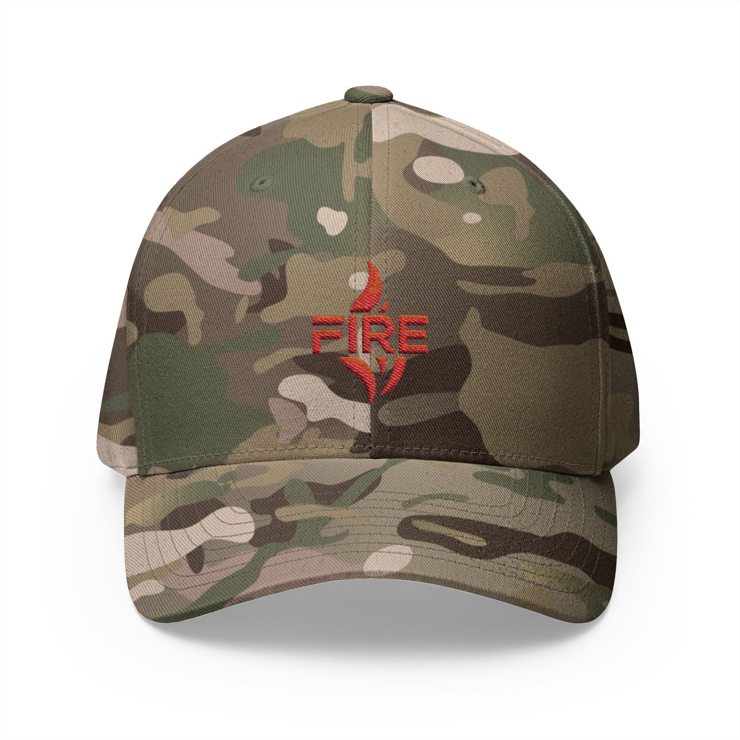 Fire Embroidered Closed-Back Cap | Trendy Hat for Warm Days, Outdoor Adventures, Gifts for Him/Her, Summer Style