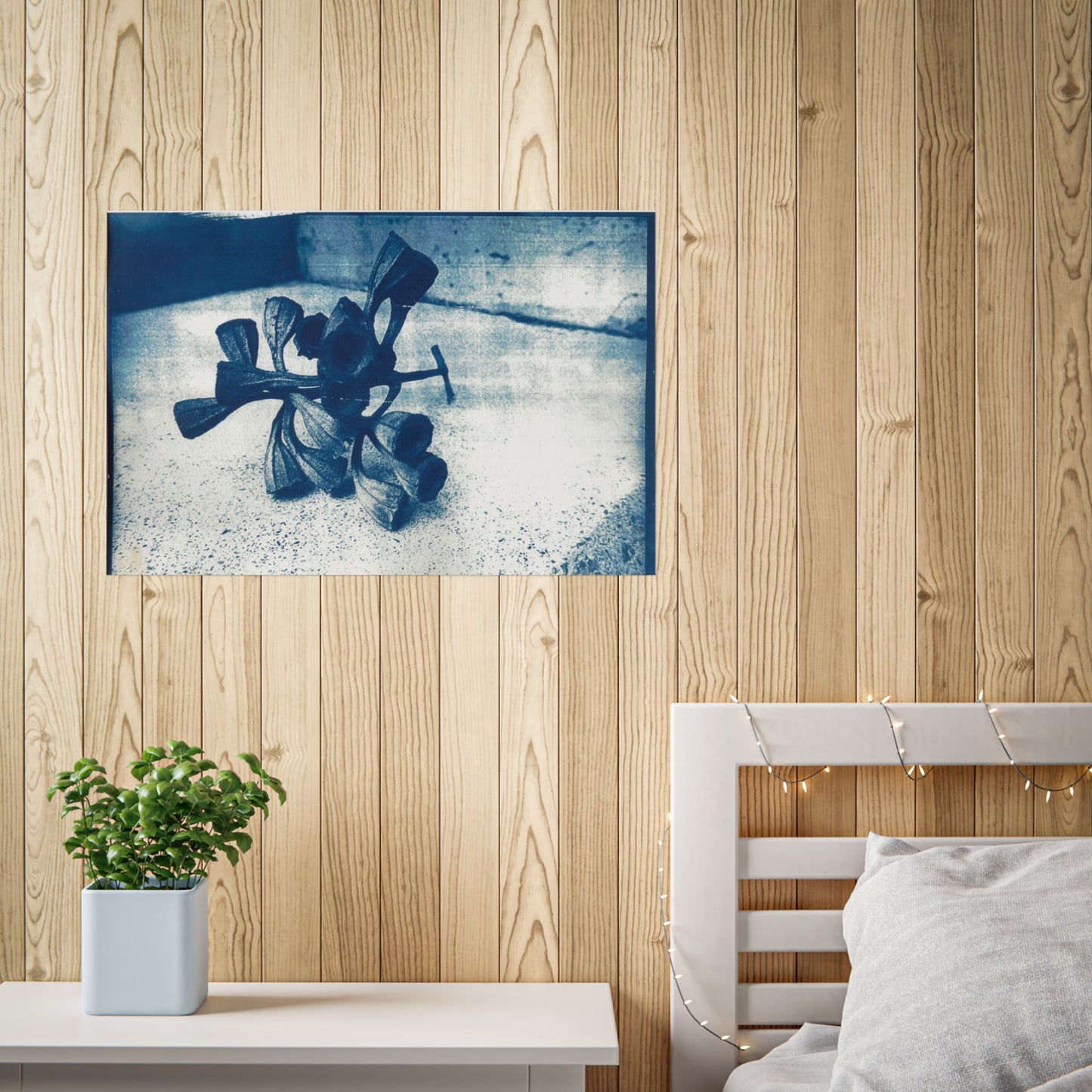 🌿 Botanical Art Unframed Poster – Blue Toned Floral Wall Decor