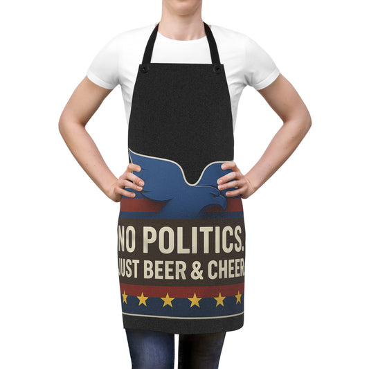 Patriotic Chef Apron, Beer Lover's Gift, BBQ Essentials, Party Accessory, No Politics Just Beer & Cheer