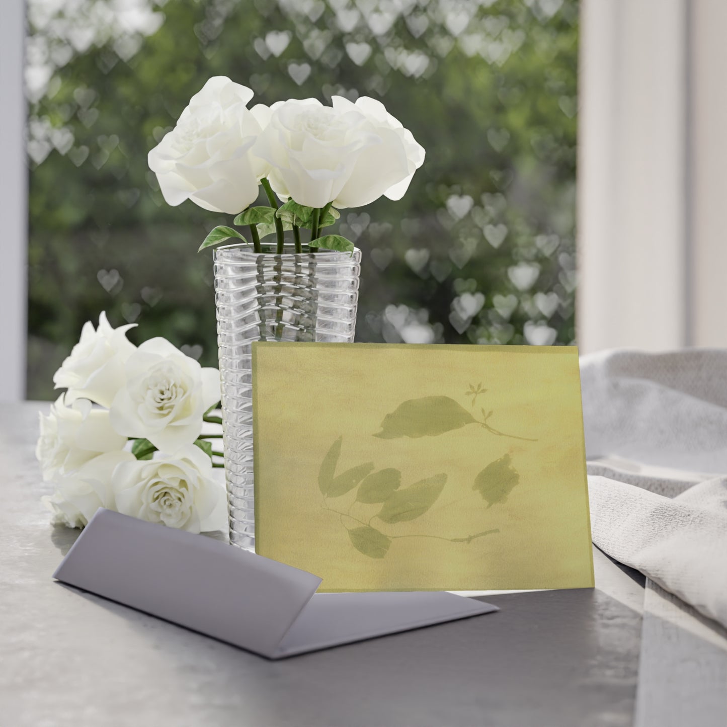 Artistic One-Sided Holiday Cards – Organic Anthotype Green Floral Design
