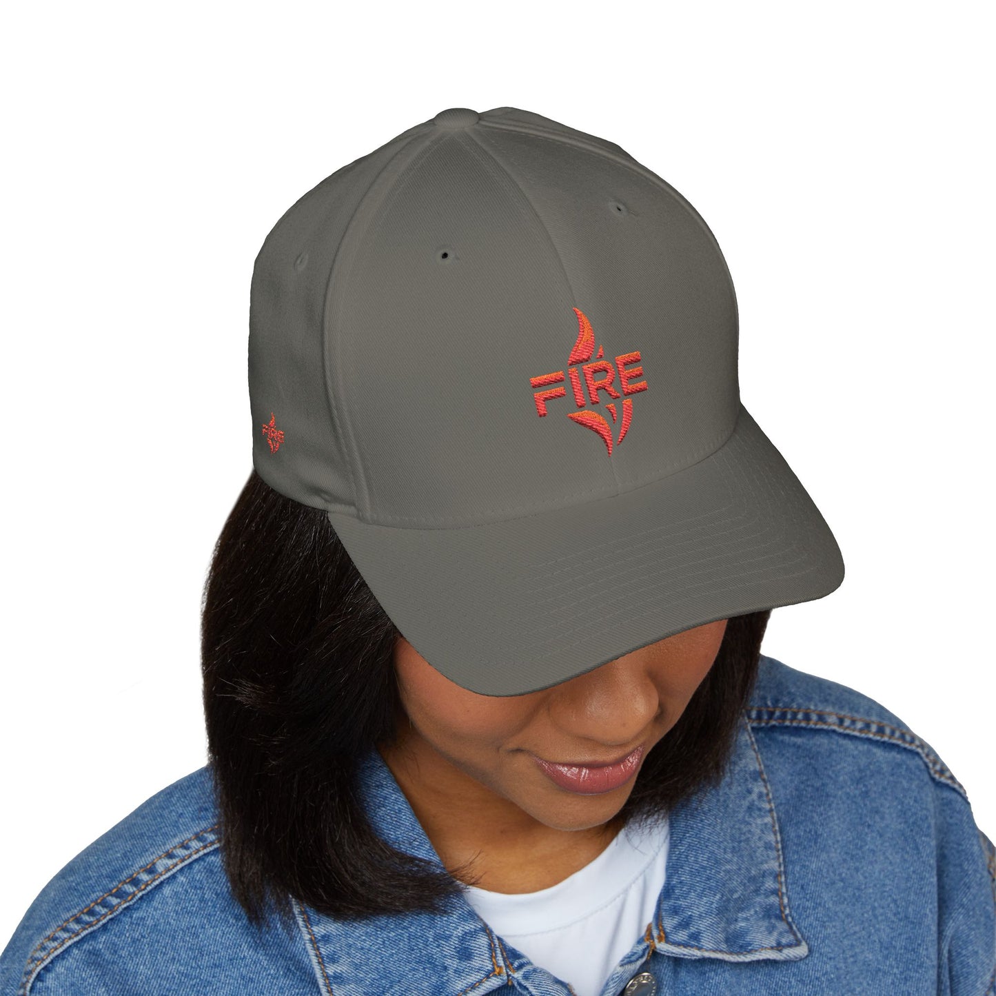 Fire Embroidered Closed-Back Cap | Trendy Hat for Warm Days, Outdoor Adventures, Gifts for Him/Her, Summer Style