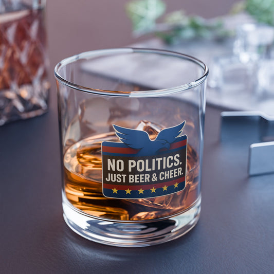 Patriotic Rocks Glass, 10oz - Cheers to Freedom, Gifts for Dads, Fun Parties, Home Bar Essentials, No Politics Just Beer & Cheer