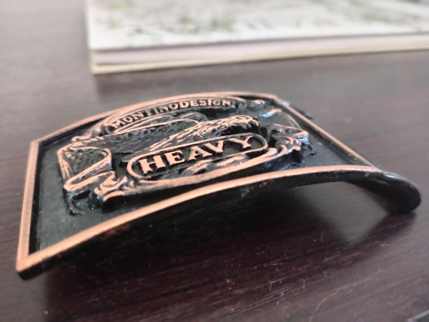MontinoDesign “Heavy” Eagle Belt Buckle – Rare Vintage Look – Solid Brass Finish