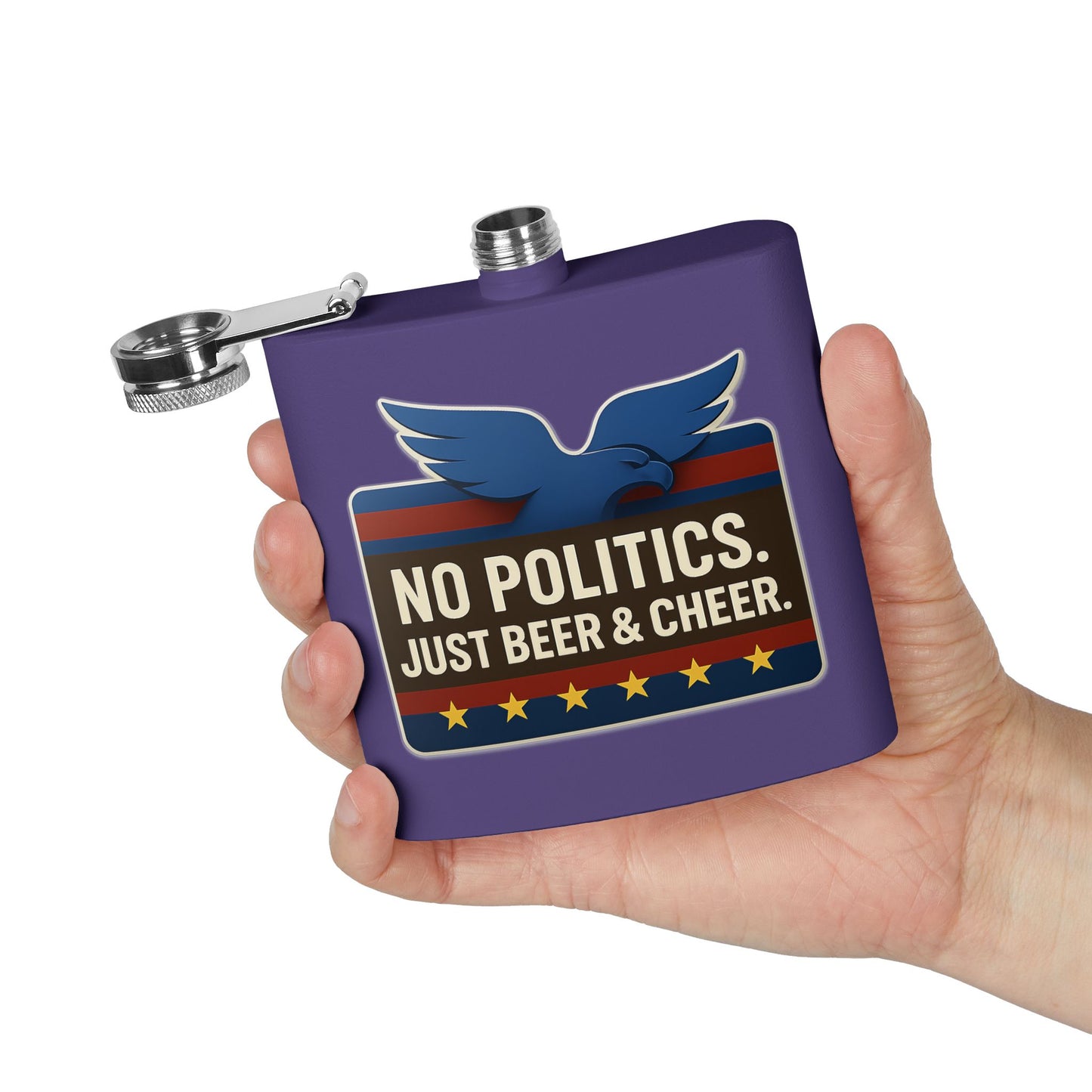 Stainless Steel Flask with No Politics Just Beer & Cheer Design | Perfect Gift for Outdoor Events, Parties, Tailgating, Groomsmen, and [...]