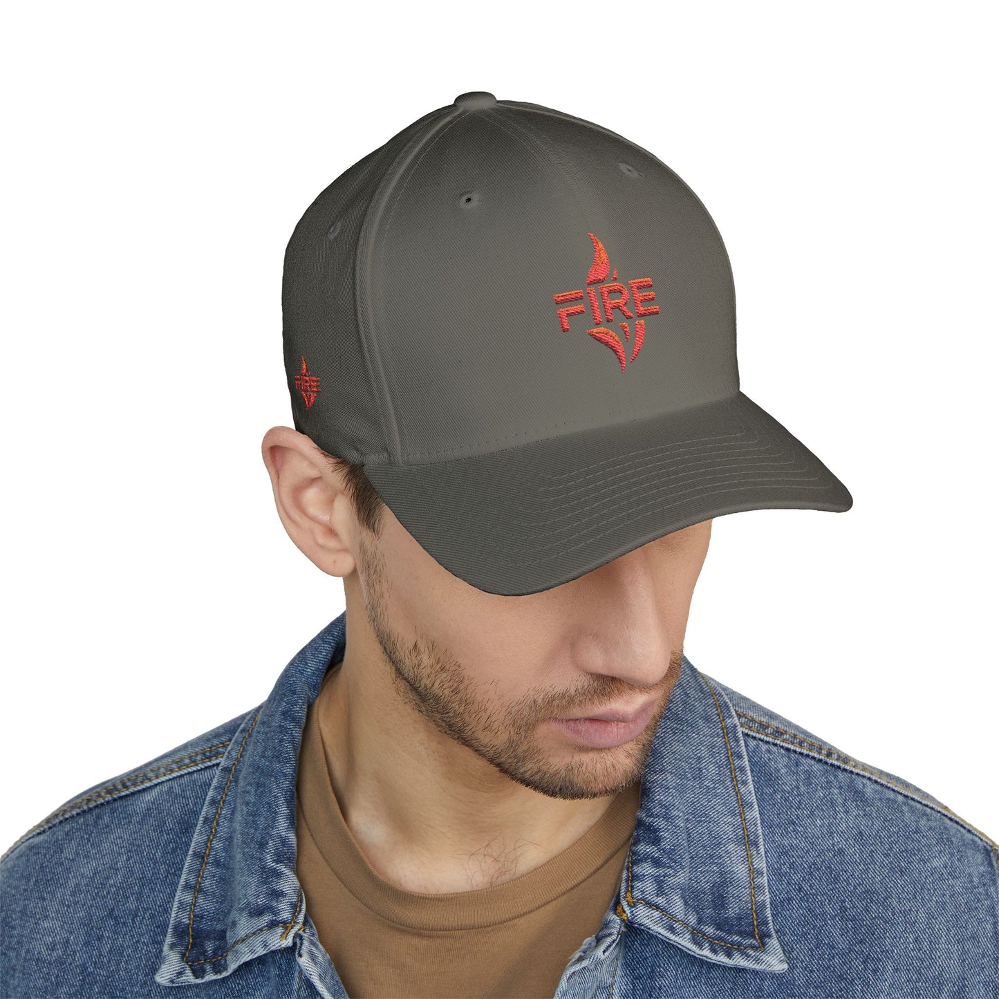 Fire Embroidered Closed-Back Cap | Trendy Hat for Warm Days, Outdoor Adventures, Gifts for Him/Her, Summer Style