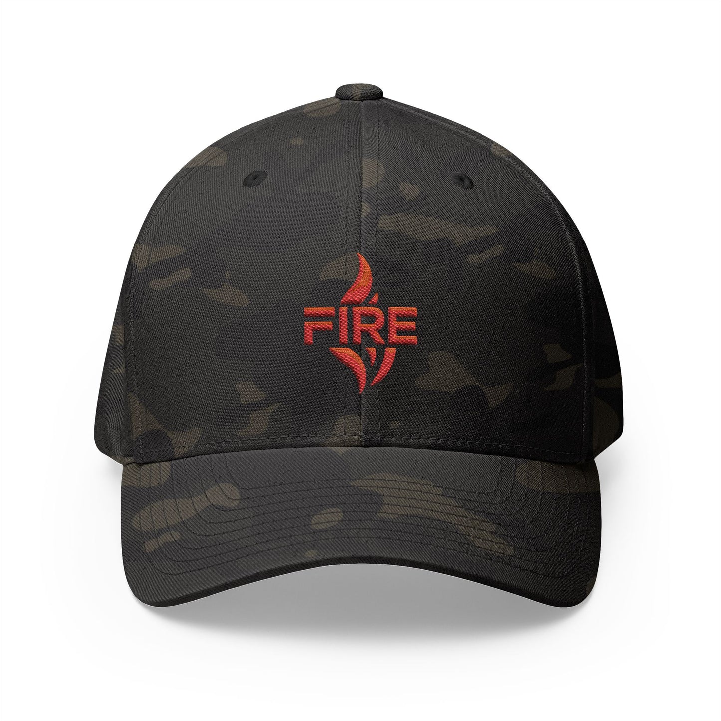 Fire Embroidered Closed-Back Cap | Trendy Hat for Warm Days, Outdoor Adventures, Gifts for Him/Her, Summer Style