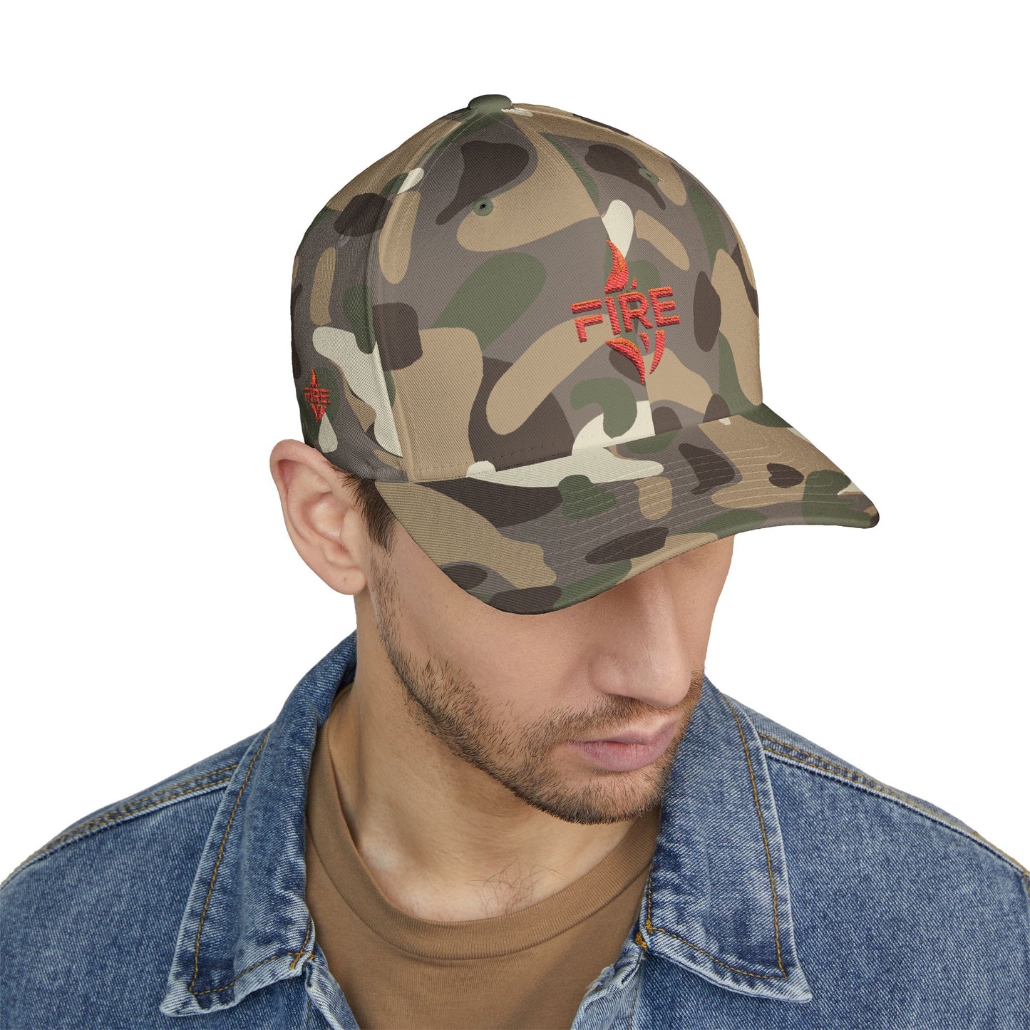 Fire Embroidered Closed-Back Cap | Trendy Hat for Warm Days, Outdoor Adventures, Gifts for Him/Her, Summer Style