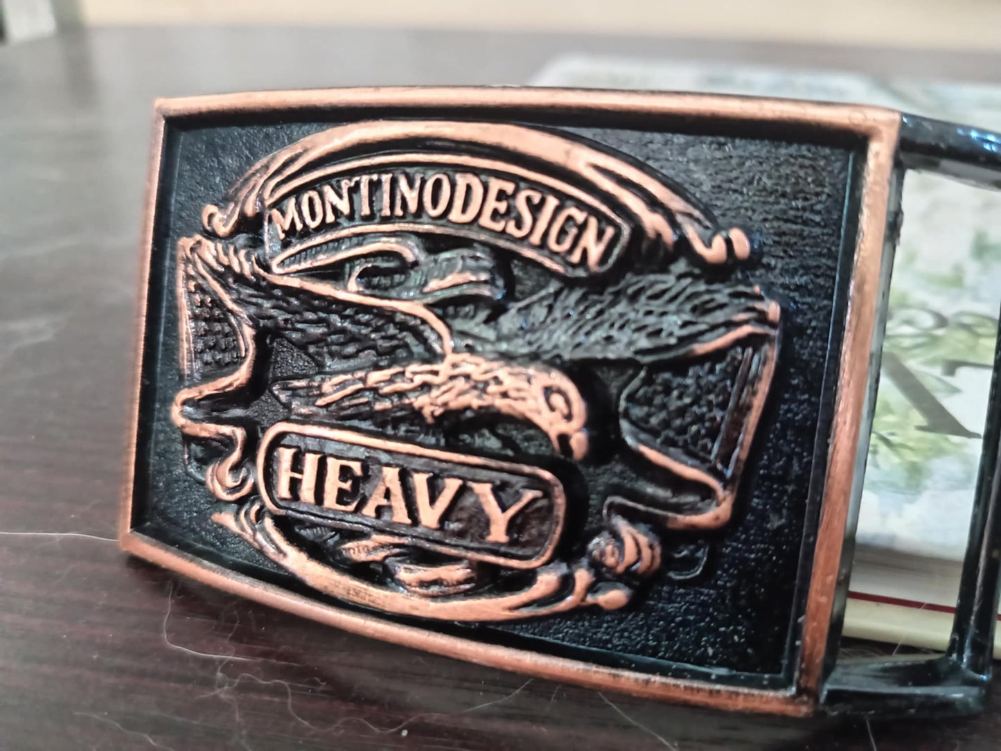 MontinoDesign “Heavy” Eagle Belt Buckle – Rare Vintage Look – Solid Brass Finish