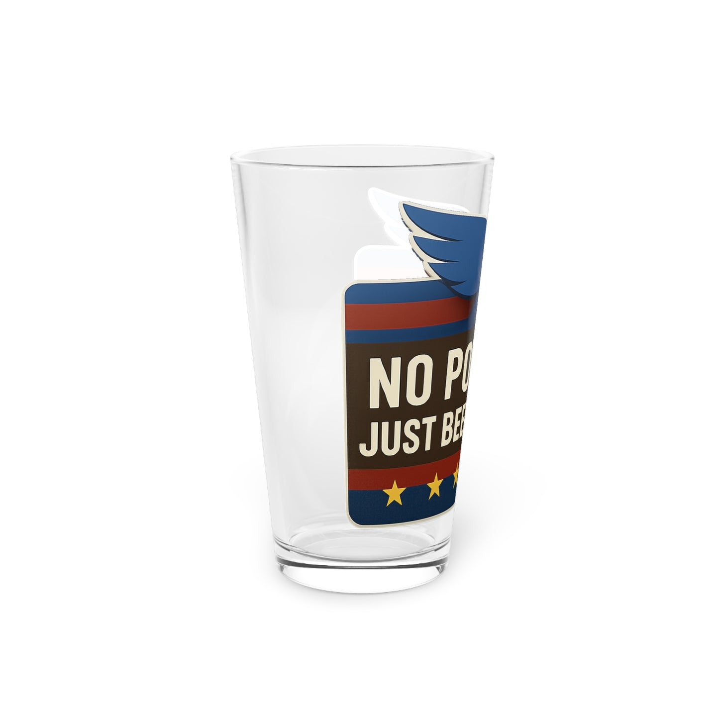 Patriotic Pint Glass - No Politics Just Beer & Cheers, 16oz Beer Mug, Ideal for BBQs, Fourth of July, Parties, Gifting