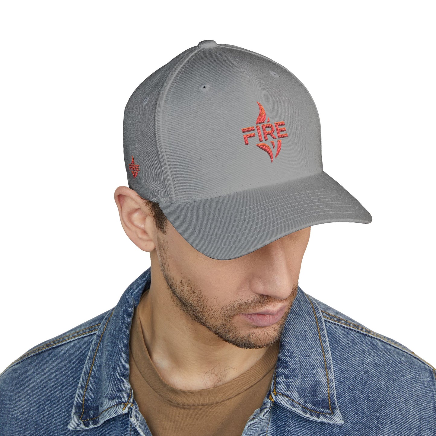 Fire Embroidered Closed-Back Cap | Trendy Hat for Warm Days, Outdoor Adventures, Gifts for Him/Her, Summer Style
