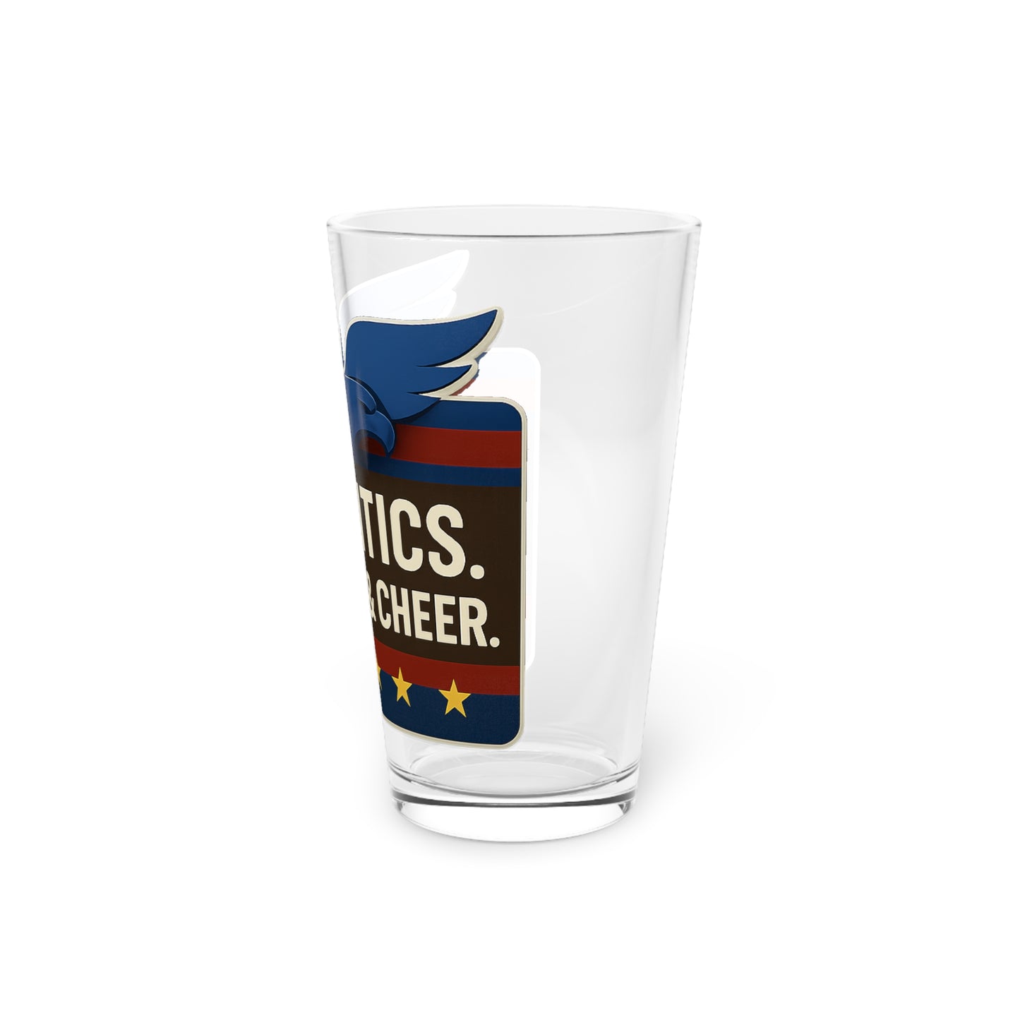 Patriotic Pint Glass - No Politics Just Beer & Cheers, 16oz Beer Mug, Ideal for BBQs, Fourth of July, Parties, Gifting