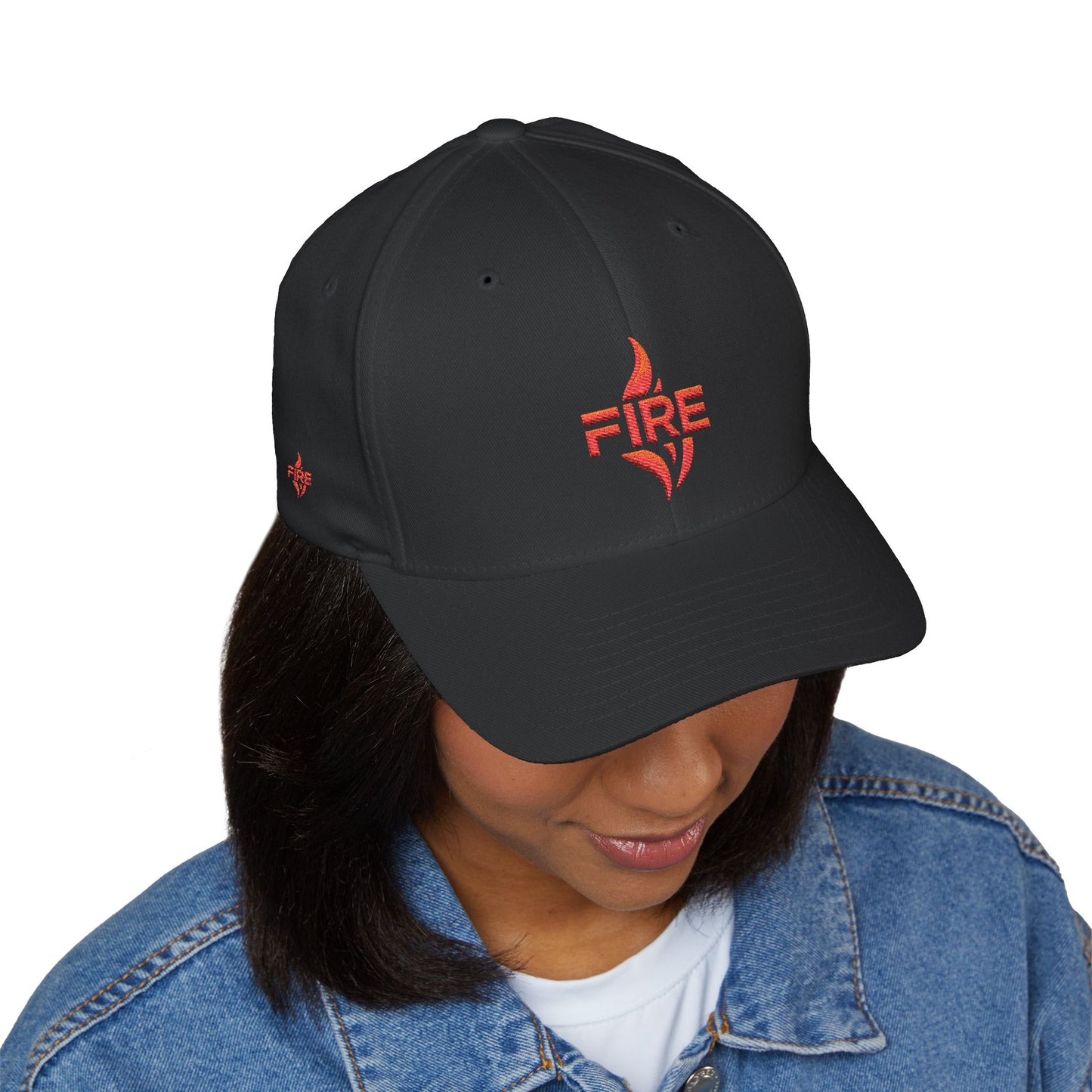 Fire Embroidered Closed-Back Cap | Trendy Hat for Warm Days, Outdoor Adventures, Gifts for Him/Her, Summer Style