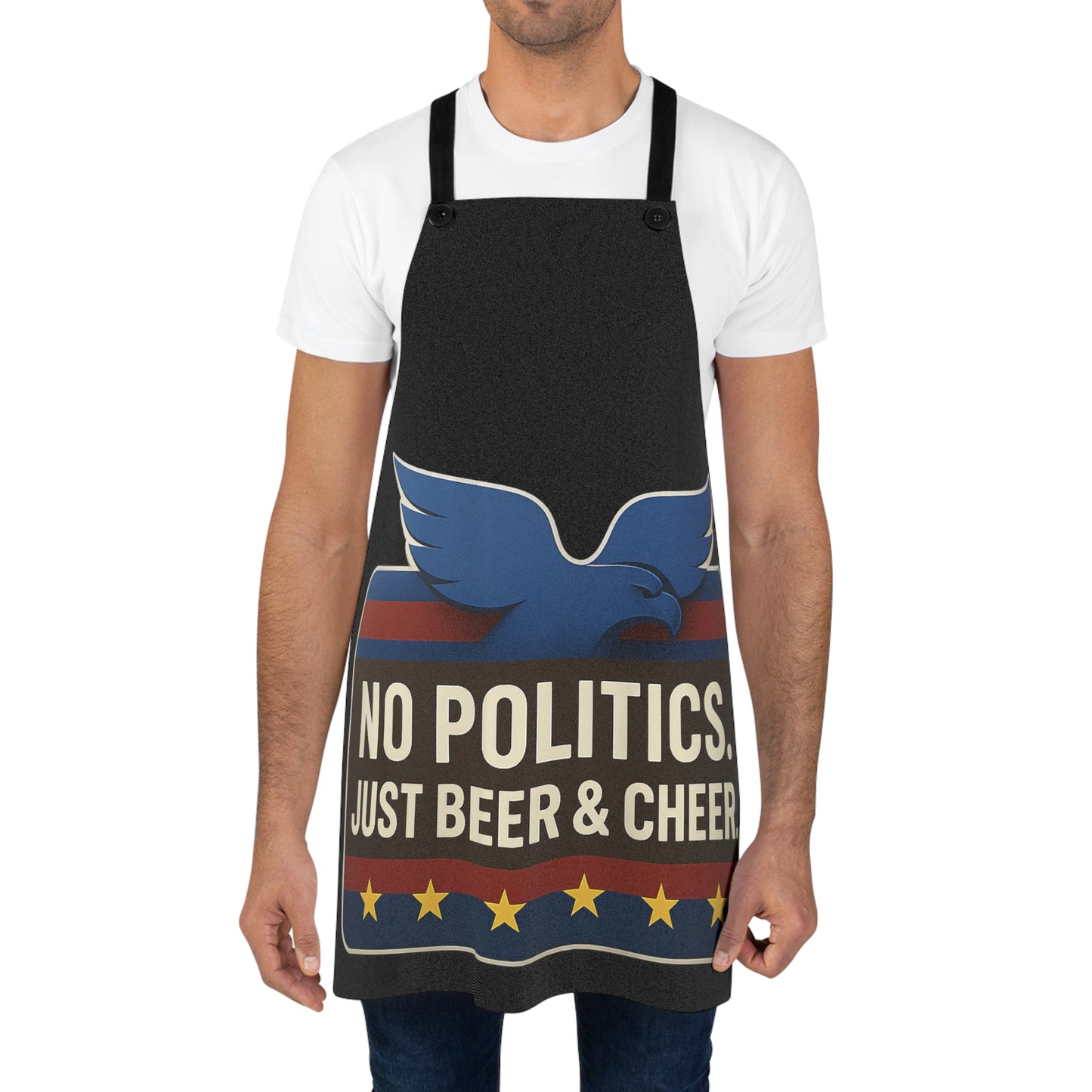 Patriotic Chef Apron, Beer Lover's Gift, BBQ Essentials, Party Accessory, No Politics Just Beer & Cheer