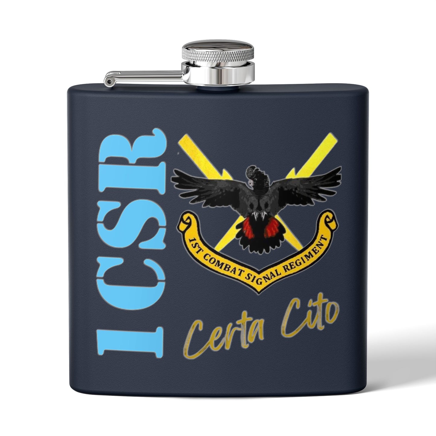 1st Combat Signal Regiment (1CSR) Stainless Steel Flask – Certa Cito – 6oz