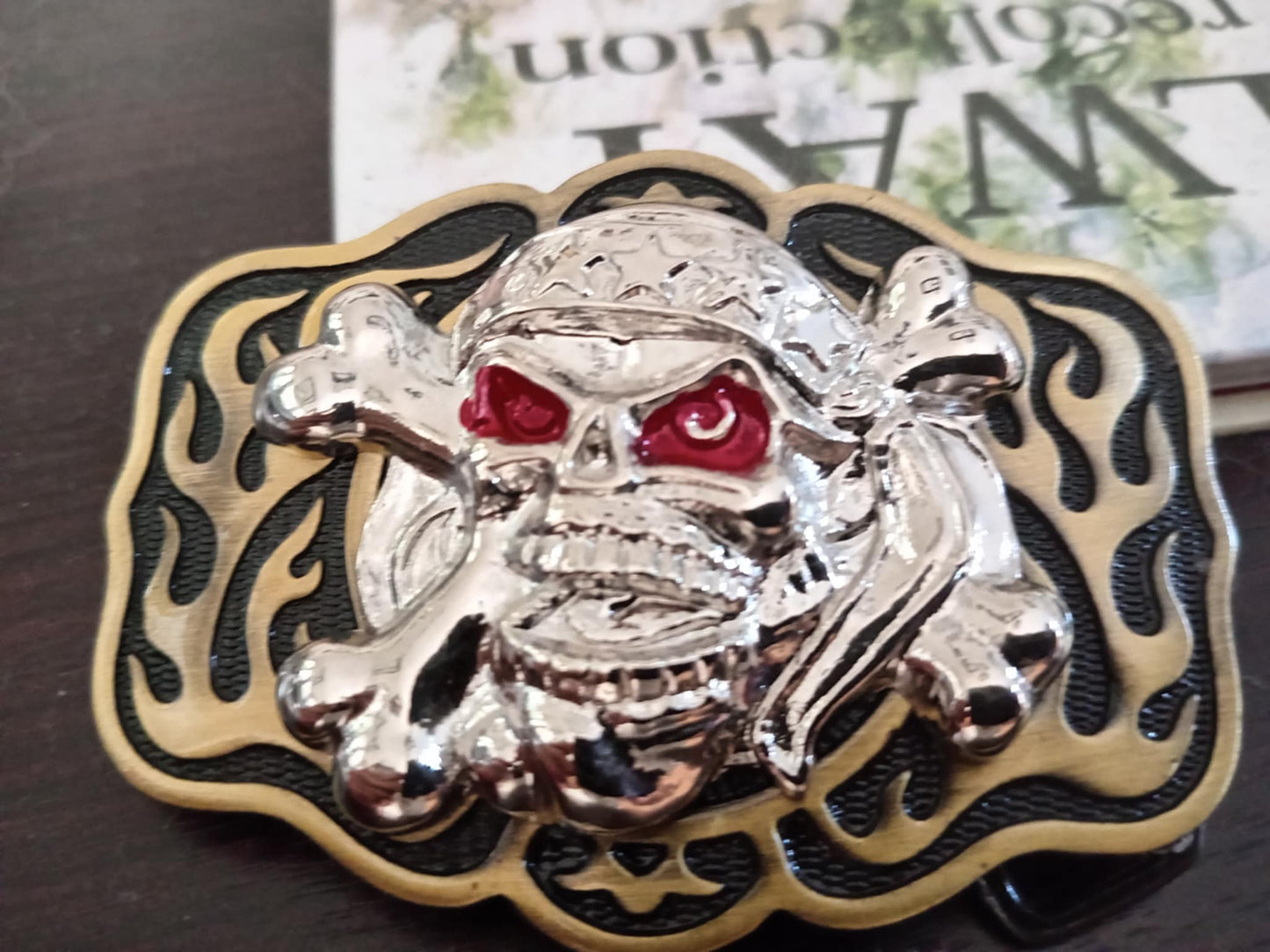 Flaming Skull Belt Buckle – Red Eyes, Heavy Metal Design