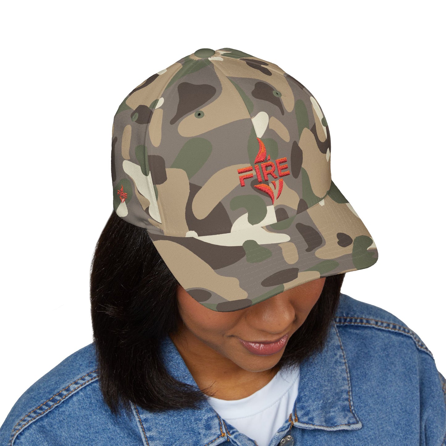 Fire Embroidered Closed-Back Cap | Trendy Hat for Warm Days, Outdoor Adventures, Gifts for Him/Her, Summer Style