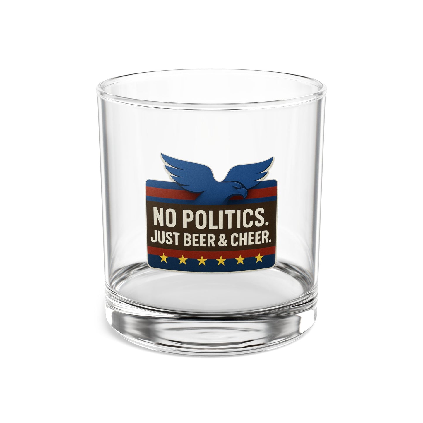 Patriotic Rocks Glass, 10oz - Cheers to Freedom, Gifts for Dads, Fun Parties, Home Bar Essentials, No Politics Just Beer & Cheer
