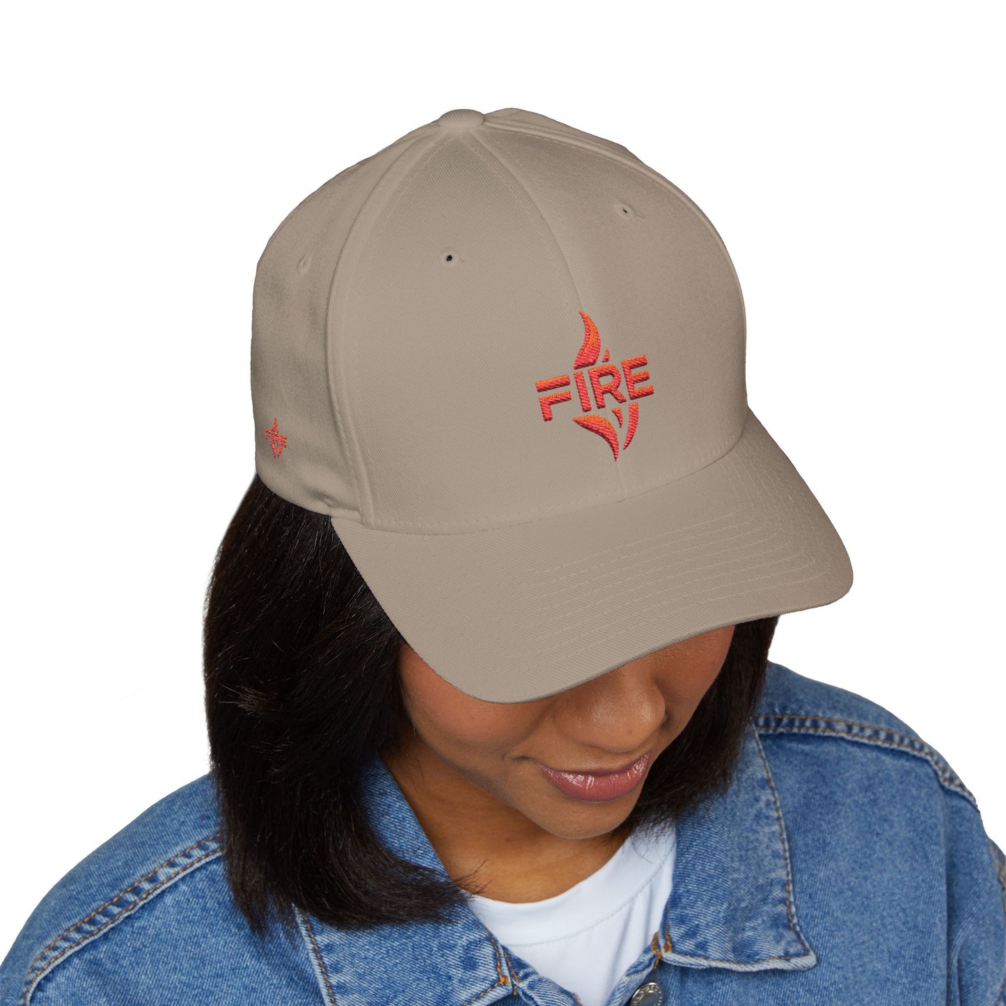Fire Embroidered Closed-Back Cap | Trendy Hat for Warm Days, Outdoor Adventures, Gifts for Him/Her, Summer Style