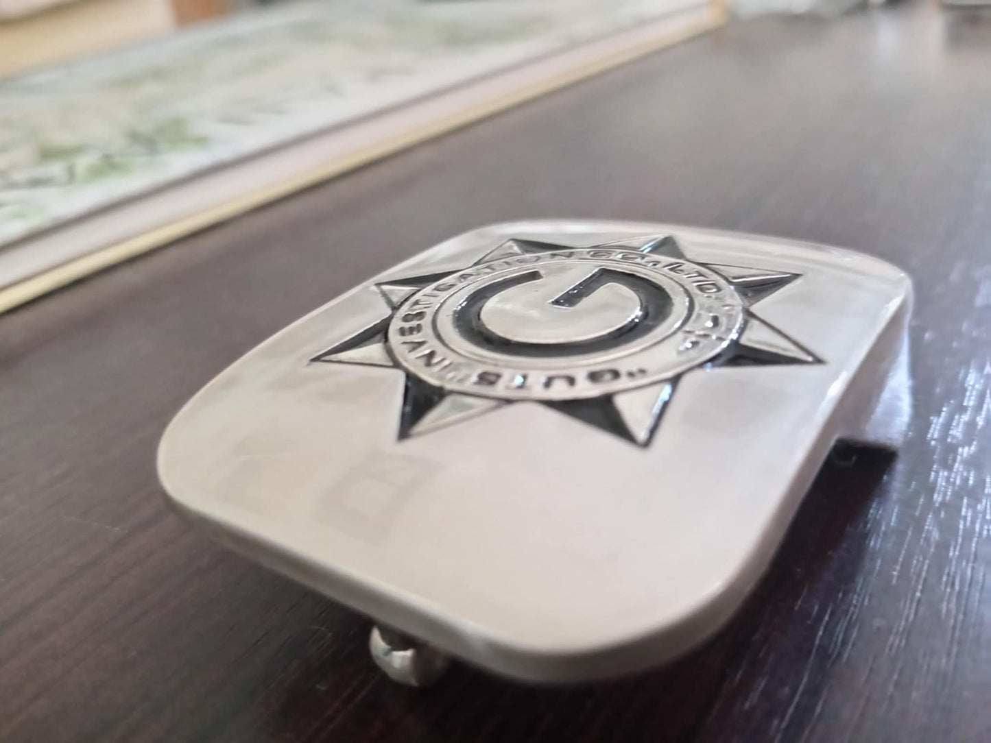 Guts Investigation Co. Ltd Belt Buckle – Solid 250g Polished Silver Finish