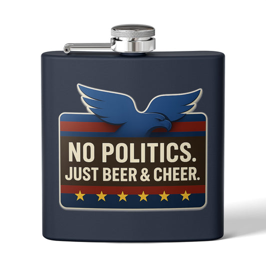 Stainless Steel Flask with No Politics Just Beer & Cheer Design | Perfect Gift for Outdoor Events, Parties, Tailgating, Groomsmen, and [...]