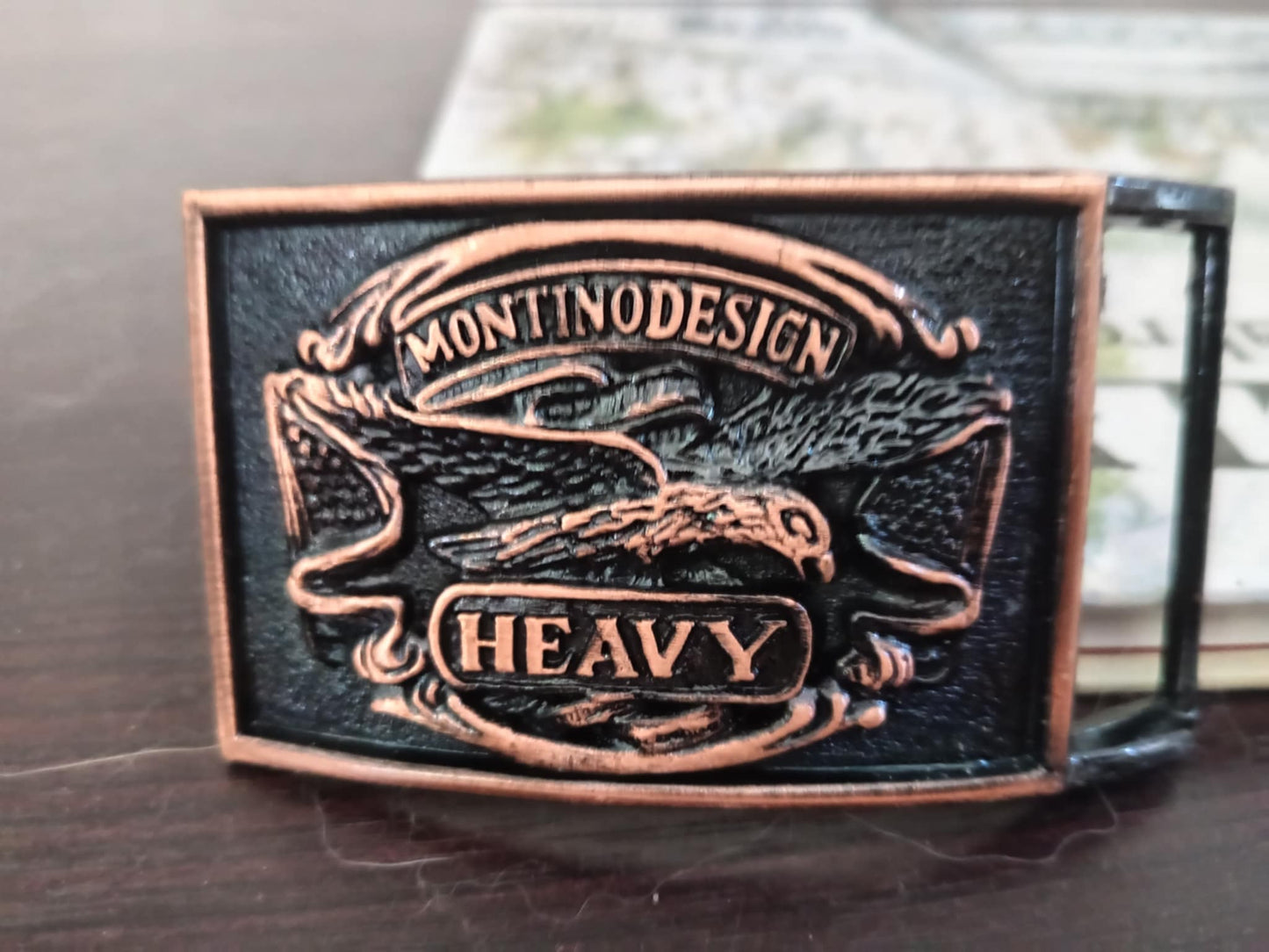 MontinoDesign “Heavy” Eagle Belt Buckle – Rare Vintage Look – Solid Brass Finish