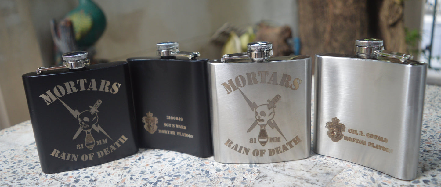 MUR Mortars Platoon Custom Laser-Engraved Flask (Stainless Steel)