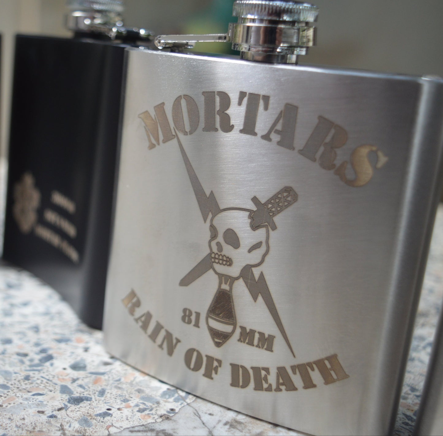 MUR Mortars Platoon Custom Laser-Engraved Flask (Stainless Steel)