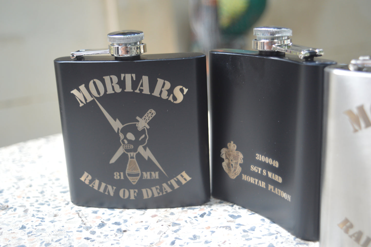 MUR Mortars Platoon Custom Laser-Engraved Flask [CT BLACK]