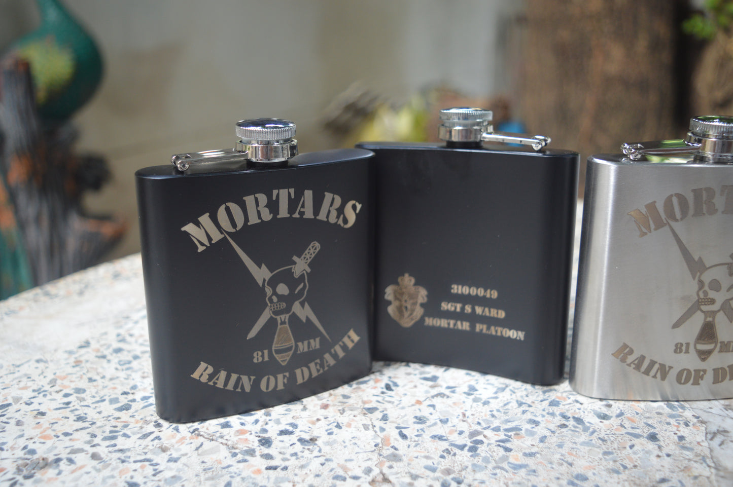 MUR Mortars Platoon Custom Laser-Engraved Flask [CT BLACK]